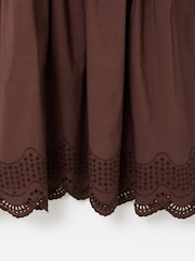 Oliver Bonas Brown Scalloped Broderie Mini T-Shirt Dress - Image 7 of 7