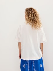 Oliver Bonas White Peche Du Jour Graphic Print T-Shirt - Image 2 of 7