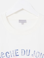 Oliver Bonas White Peche Du Jour Graphic Print T-Shirt - Image 5 of 7