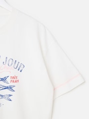 Oliver Bonas White Peche Du Jour Graphic Print T-Shirt - Image 6 of 7