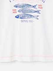 Oliver Bonas White Peche Du Jour Graphic Print T-Shirt - Image 7 of 7