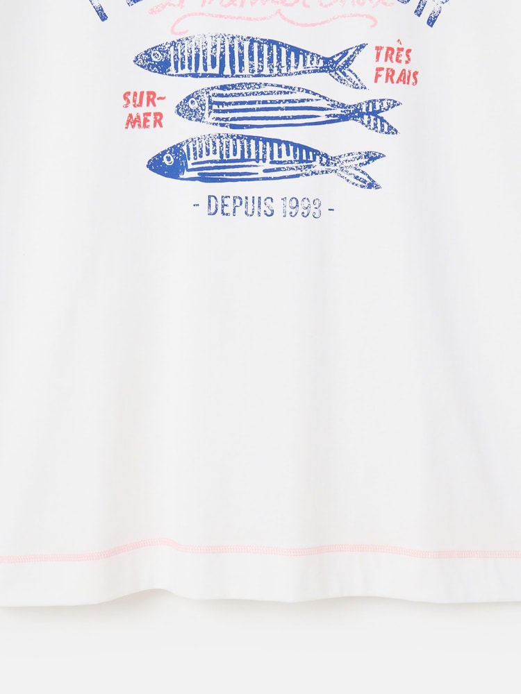 Oliver Bonas White Peche Du Jour Graphic Print T-Shirt - Image 7 of 7 Oliver Bonas White Peche Du Jour Graphic Print T-Shirt - Image 7 of 7