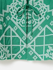 Oliver Bonas Green Cross Stitch Tie Front Jacket - Image 7 of 7