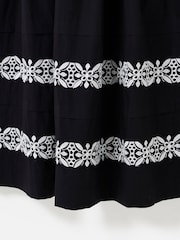 Oliver Bonas Black Broderie Short Sleeve Midi Dress - Image 8 of 8