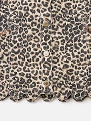 Oliver Bonas Brown Leopard Print Scalloped Denim Waistcoat - Image 7 of 7