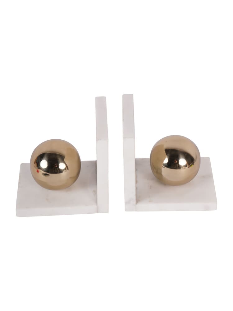 Libra Interiors White Genoa Marble Bookends - Image 1 of 7