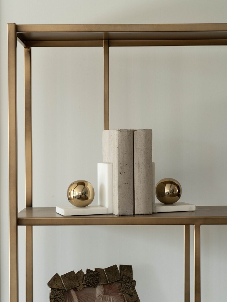 Libra Interiors White Genoa Marble Bookends - Image 2 of 7