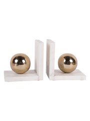 Libra Interiors White Genoa Marble Bookends - Image 4 of 7