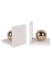 Libra Interiors White Genoa Marble Bookends - Image 5 of 7