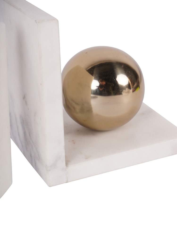 Libra Interiors White Genoa Marble Bookends - Image 7 of 7