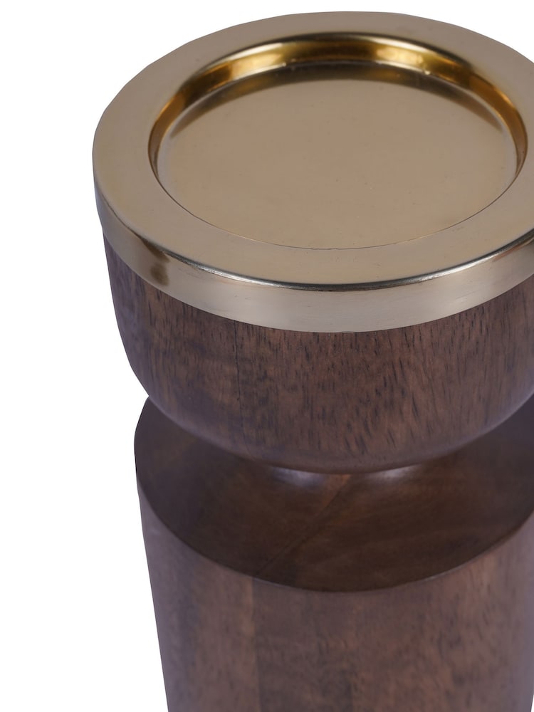 Libra Interiors Brown Amalfi Wooden Pillar Holder 23cm - Image 6 of 6 Libra Interiors Brown Amalfi Wooden Pillar Holder 23cm - Image 6 of 6