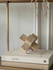 Libra Interiors Taupe Catania Travertine Cross Sculpture - Image 1 of 6
