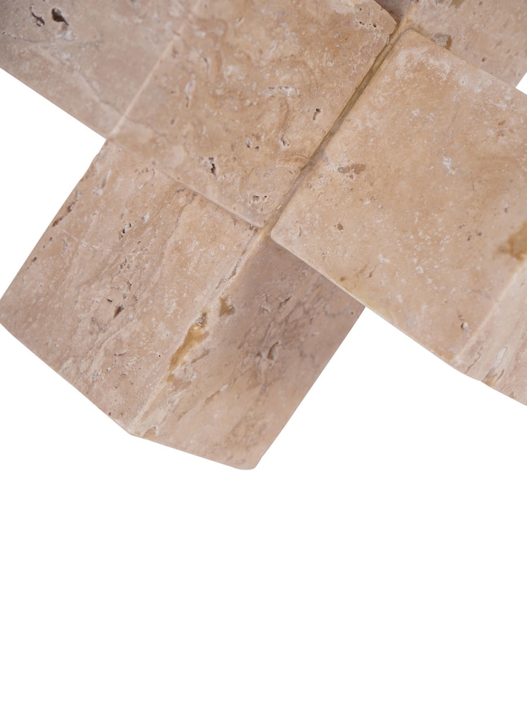 Libra Interiors Taupe Catania Travertine Cross Sculpture - Image 6 of 6