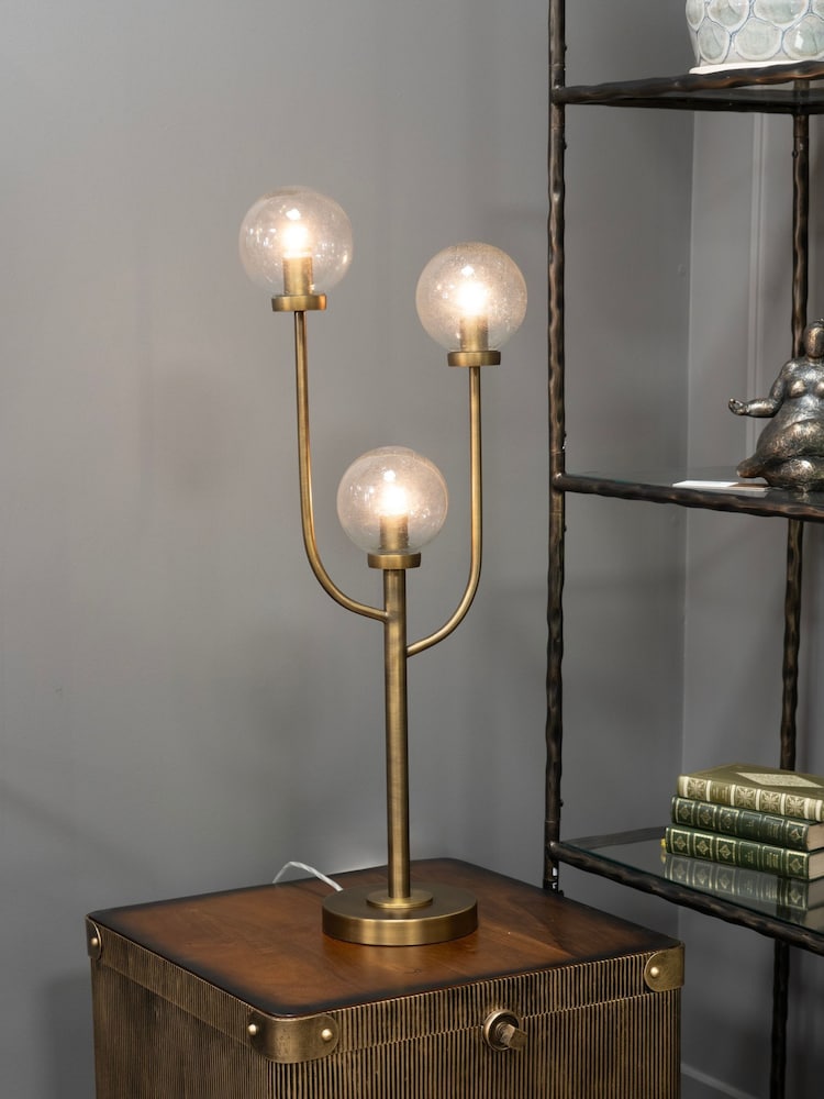 Libra Interiors Brass Wellesley Three Globe Table Lamp - Image 1 of 6