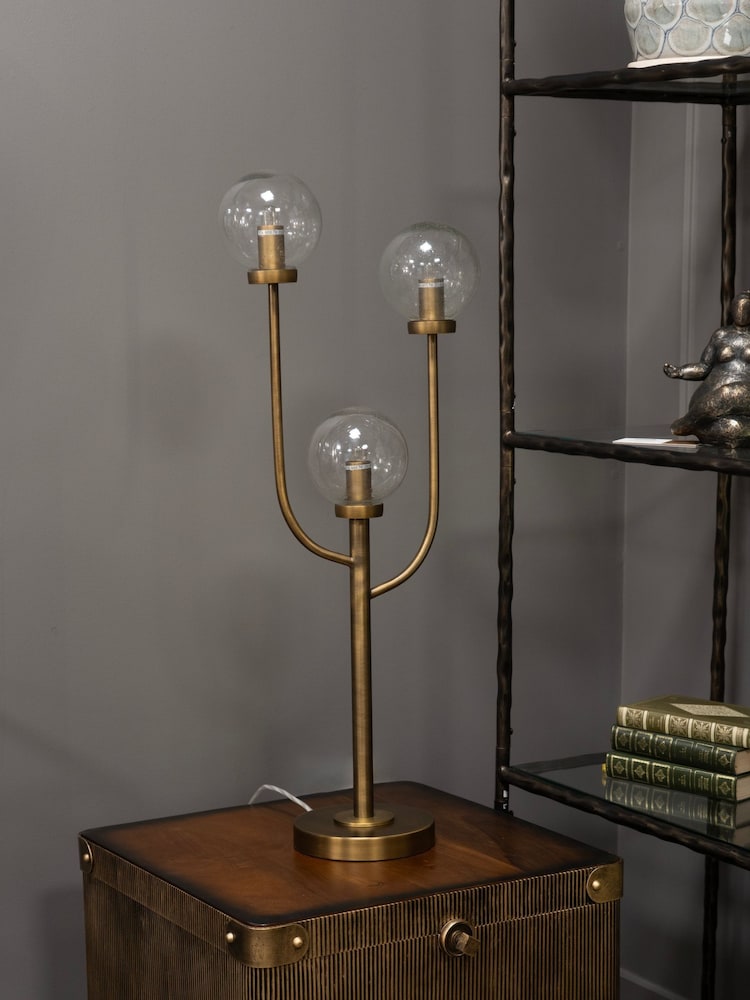 Libra Interiors Brass Wellesley Three Globe Table Lamp - Image 2 of 6