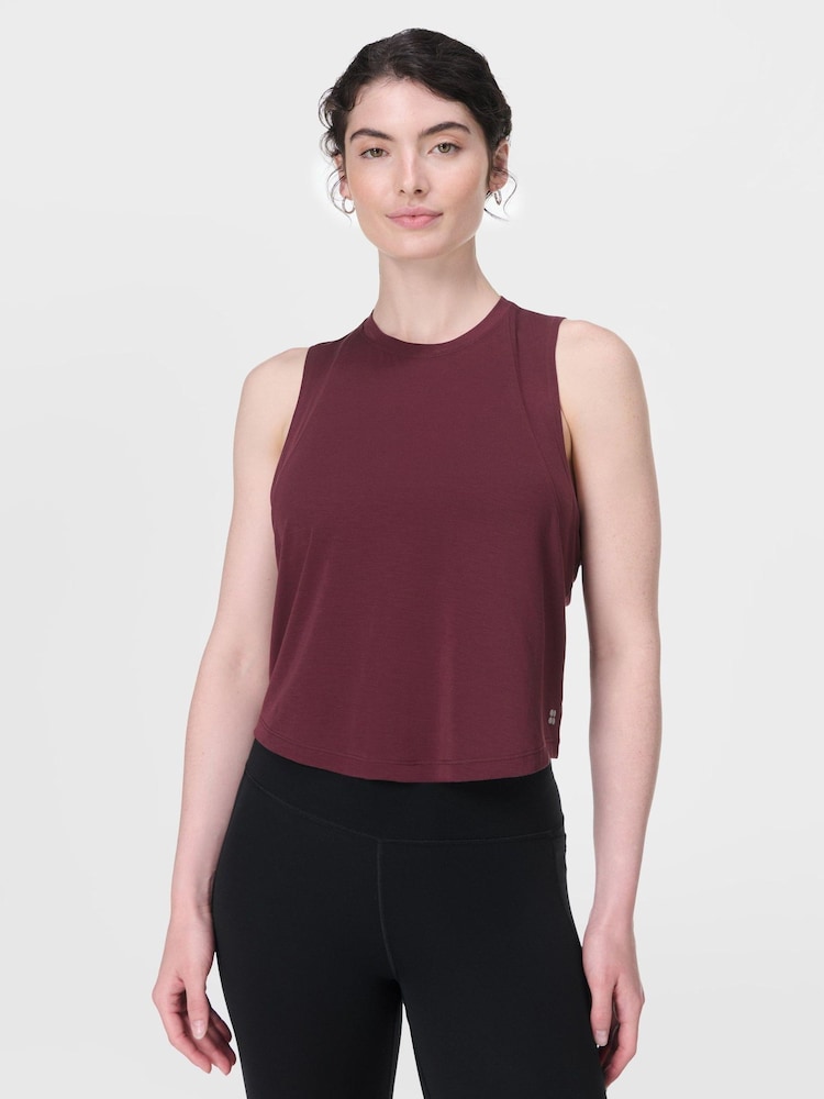 Sweaty Betty Red Soft Flow Studio Twist Back Tank Top - Image 1 of 7