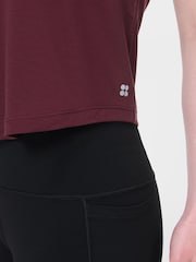 Sweaty Betty Red Soft Flow Studio Twist Back Tank Top - Image 6 of 7