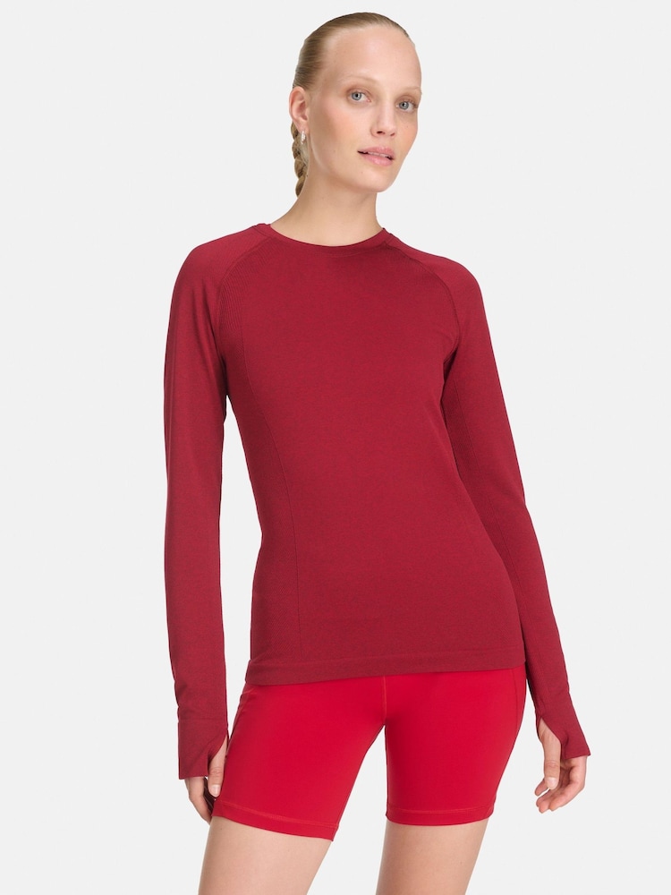 Sweaty Betty Red Athlete Seamless Workout Long Sleeve Top - Image 1 of 7 Sweaty Betty Red Athlete Seamless Workout Long Sleeve Top - Image 1 of 7