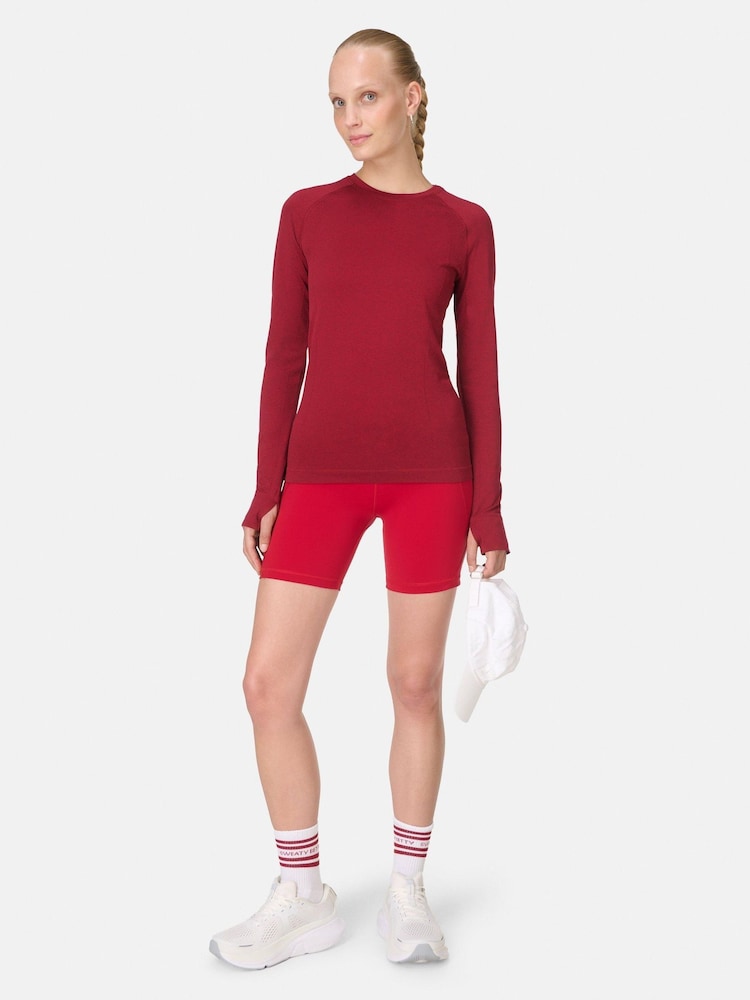 Sweaty Betty Red Athlete Seamless Workout Long Sleeve Top - Image 2 of 7 Sweaty Betty Red Athlete Seamless Workout Long Sleeve Top - Image 2 of 7