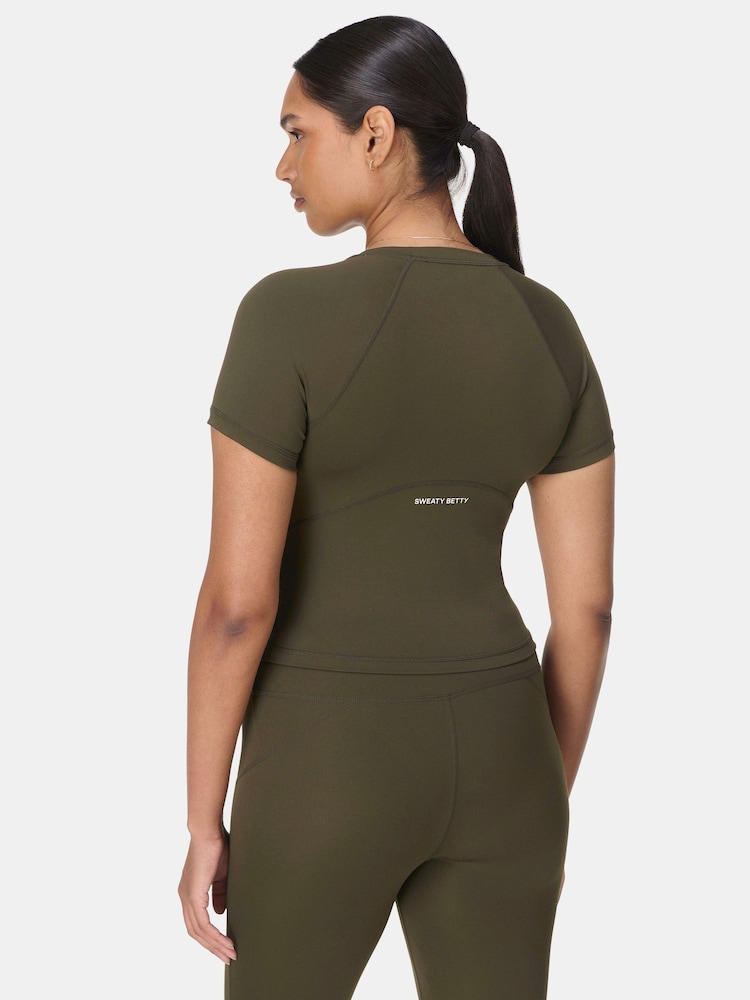 Sweaty Betty Green All Day Cropped T-Shirt - Image 2 of 7 Sweaty Betty Green All Day Cropped T-Shirt - Image 2 of 7