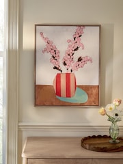 Pink Floral Vase Handpaint Detail Framed Wall Art - Image 1 of 5