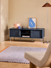 MADE.COM Navy Blue Elian Up to 50 Inch Sliding Door TV Unit - Image 1 of 5