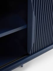 MADE.COM Navy Blue Elian Painted Up to 50 Inch Sliding Door TV Unit - Image 10 of 10