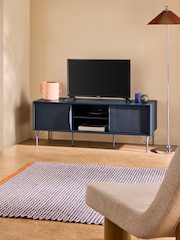 MADE.COM Navy Blue Elian Up to 50 Inch Sliding Door TV Unit - Image 2 of 5