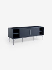 MADE.COM Navy Blue Elian Painted Up to 50 Inch Sliding Door TV Unit - Image 9 of 10