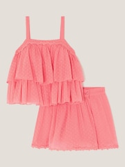 Monsoon Orange Biannca Polka Dot Chiffon Top & Skort Set - Image 1 of 3