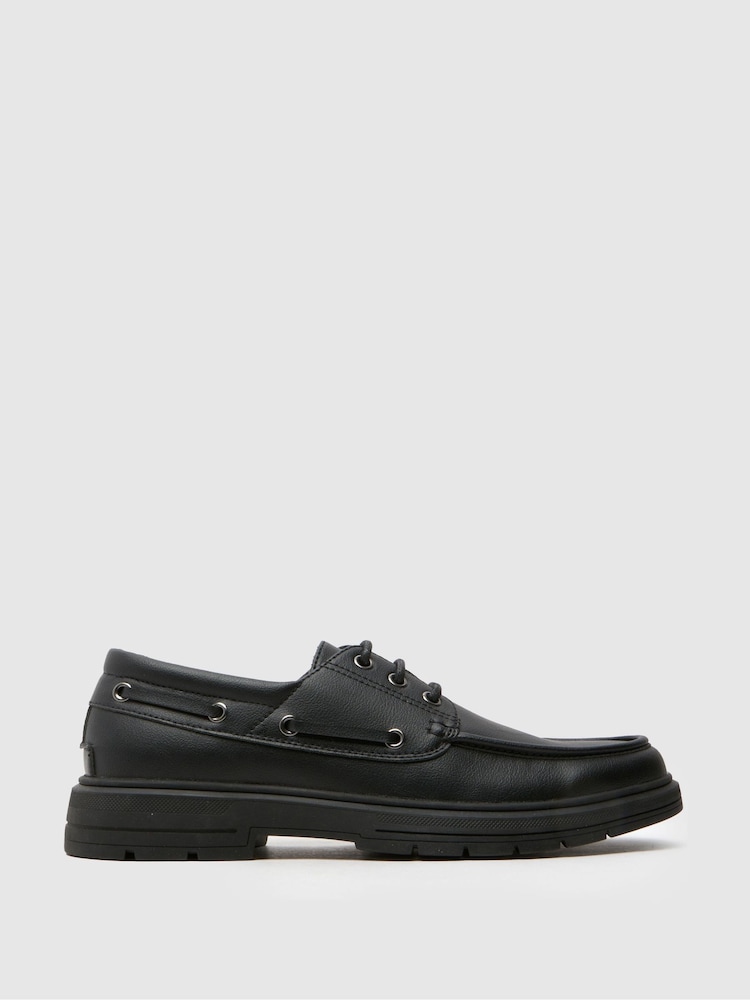 Schuh Parks Lace Up Boat Black Shoes - Image 1 of 4