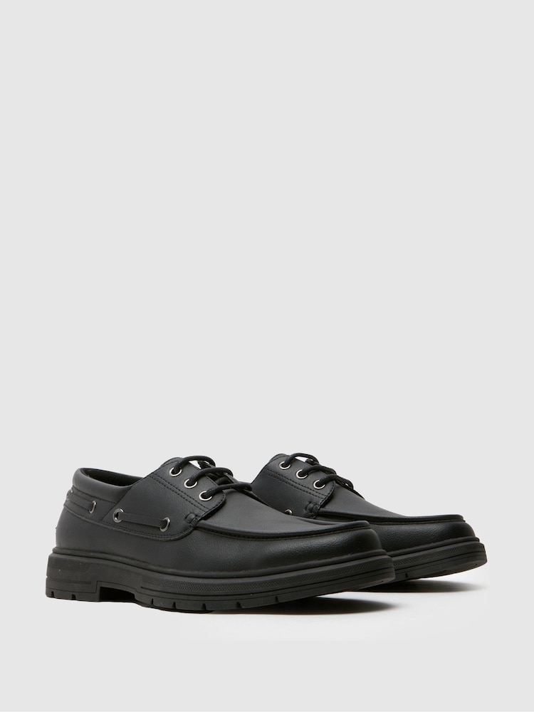Schuh Parks Lace Up Boat Black Shoes - Image 2 of 4