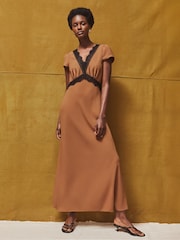 Ro&Zo Brown Lace Trim Dress - Image 3 of 6