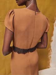 Ro&Zo Brown Lace Trim Dress - Image 5 of 6