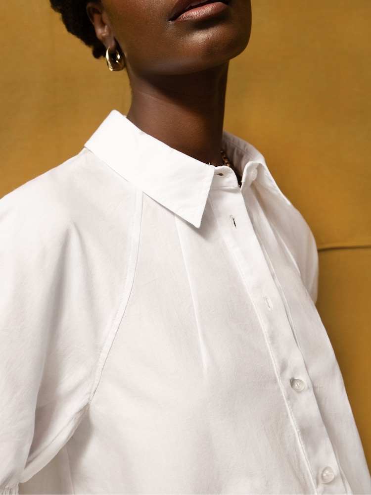 Ro&Zo White Cotton Poplin Short Sleeve Shirt - Image 2 of 5