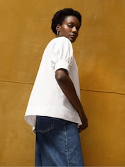 Ro&Zo White Cotton Poplin Short Sleeve Shirt - Image 4 of 5