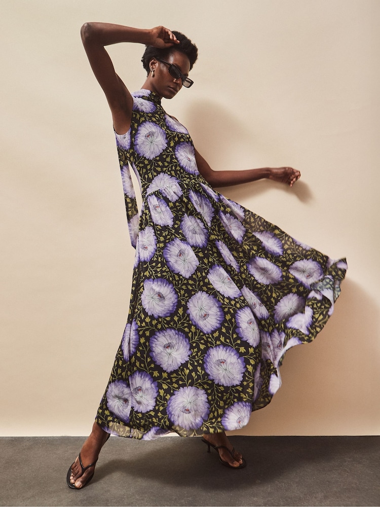 Vestido de chiffon com detalhe de cachecol lilás Iris da Ro&Zo - Imagem 1 de 5