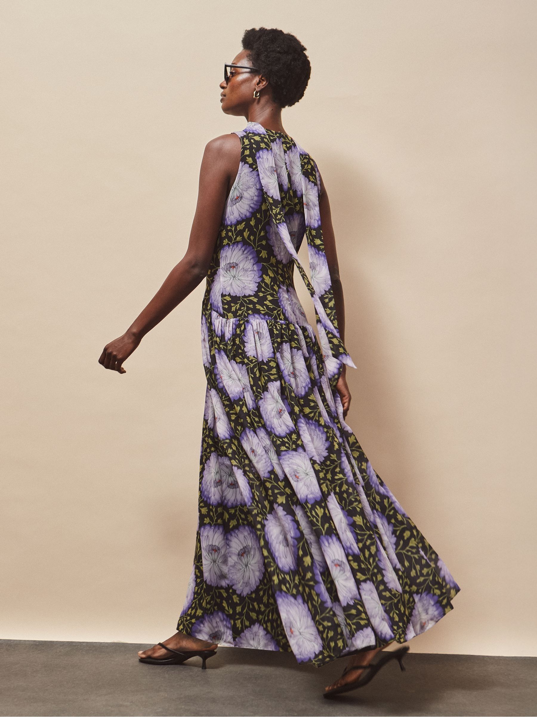 Buy Ro&Zo Purple Iris Lilac Scarf Detail Chiffon Dress from the