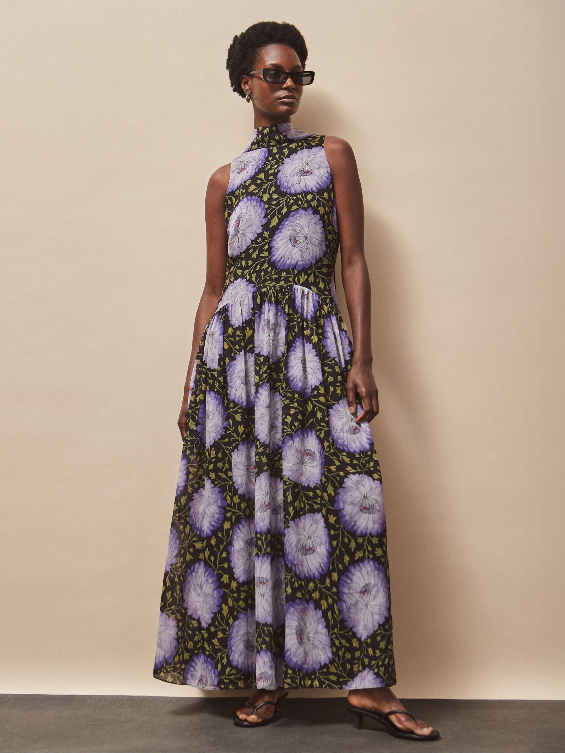 Buy Ro&Zo Purple Iris Lilac Scarf Detail Chiffon Dress from the