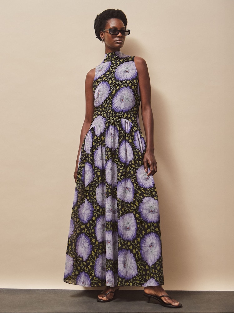 open lace back dress purple iris dress art print – petal & pins main image 1