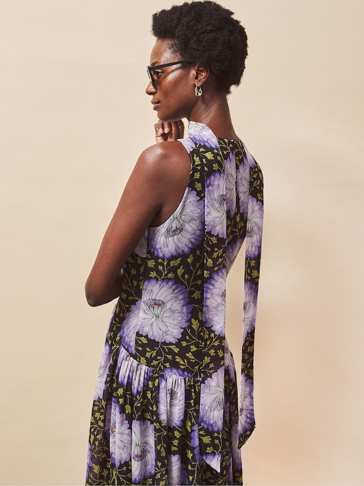 Vestido de chiffon com detalhe de cachecol lilás Iris da Ro&Zo - Imagem 5 de 5