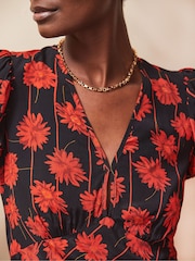 Ro&Zo Red Petite Stripe V-Neck Dress - Image 2 of 3