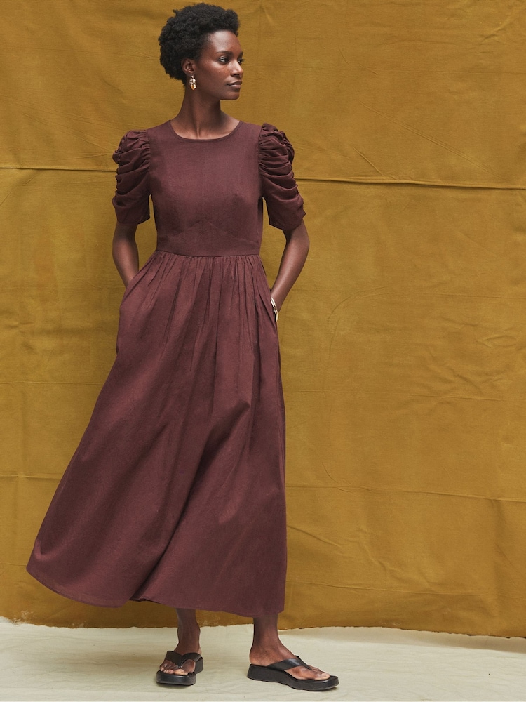 Ro&Zo Cotton Puff Sleeve Midi Dress - Imagem 1 de 3