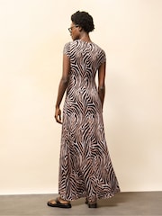 Ro&Zo Animal Print Neutral Zebra Print Jersey Maxi Dress - Image 5 of 5