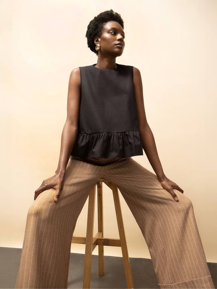 Ro&Zo Brown Caramel Pinstripe Trousers - Image 1 of 5