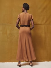 Ro&Zo Brown Petite Lace Trim Dress - Image 6 of 6