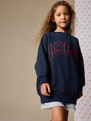 Navy Slogan Sweatshirt (3-16yrs) - Image 1 of 10