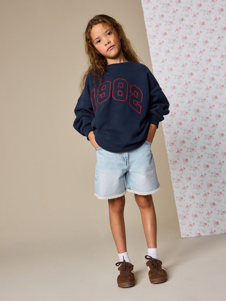 Navy Slogan Sweatshirt (3-16yrs) - Image 2 of 10