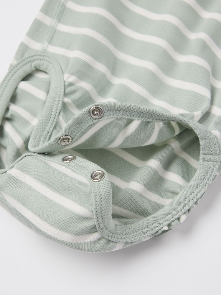 Polarn O. Pyret Green Organic Cotton Striped Babygrow - Image 6 of 6 Polarn O. Pyret Green Organic Cotton Striped Babygrow - Image 6 of 6