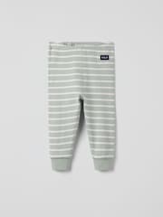 Polarn O. Pyret Green Organic Cotton Striped Leggings - Image 1 of 3